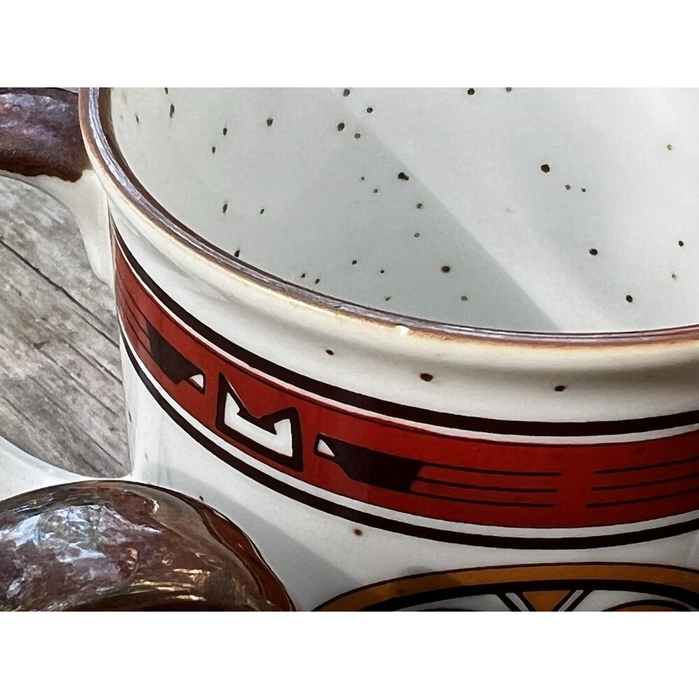 Set of 2 Southwestern Native American Speckled Stoneware Mugs - 2A - Picture 5 of 5